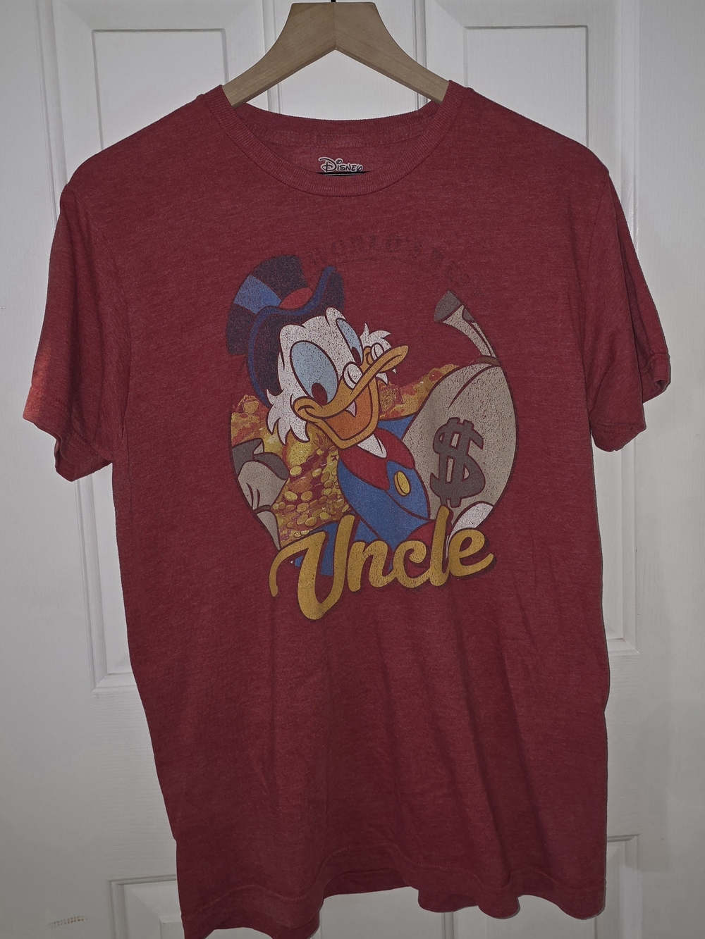 Disney Scrooge McDuck Graphic T-Shirt Red Uncle Money Bag Tee